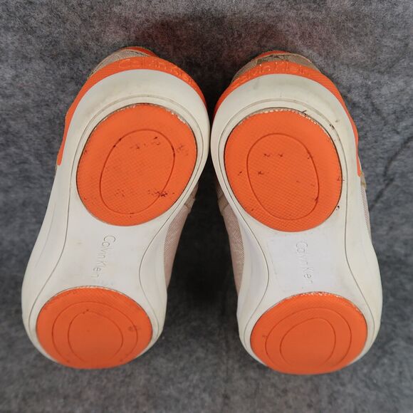 Calvin Klein Shoes Womens 7.5 Fashion Sneaker Flats Nia Drawstring Beige Orange - Picture 11 of 13
